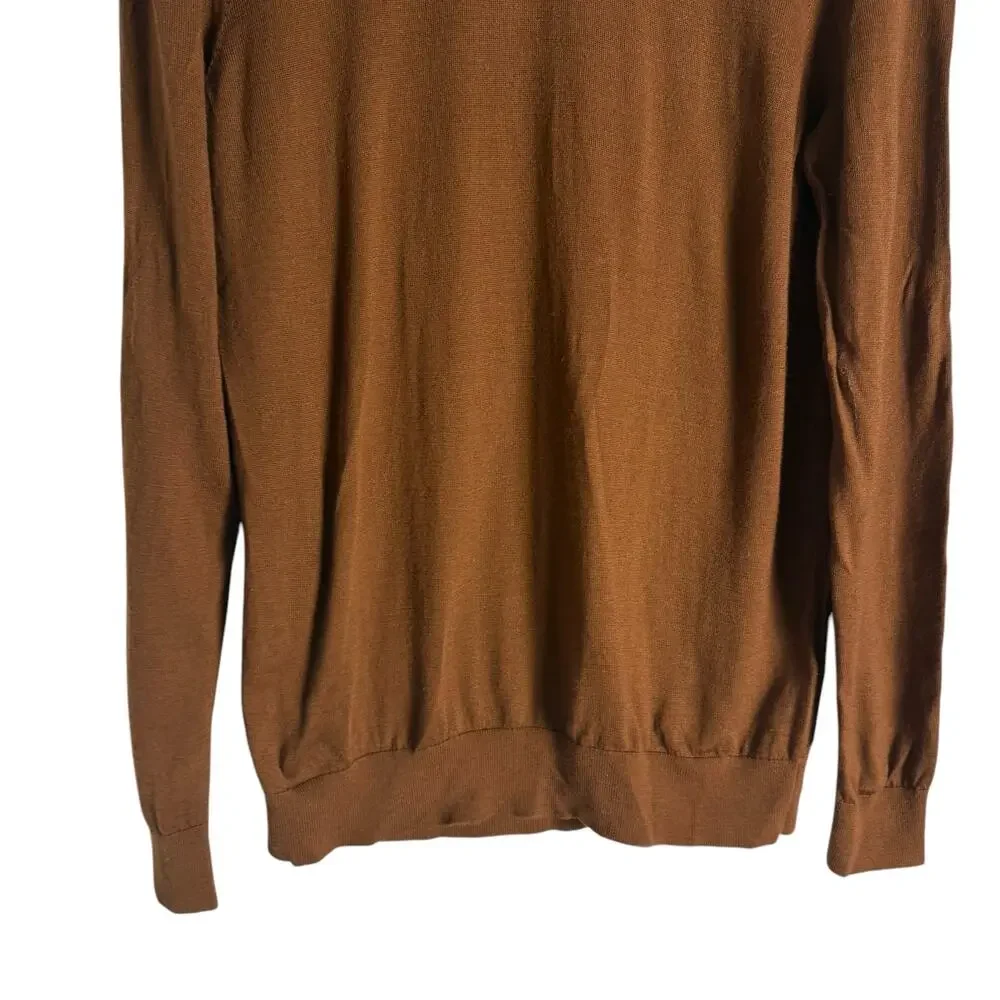 Reiss Brown Wool Crewneck Long Sleeve Pullover Sweater Size Medium